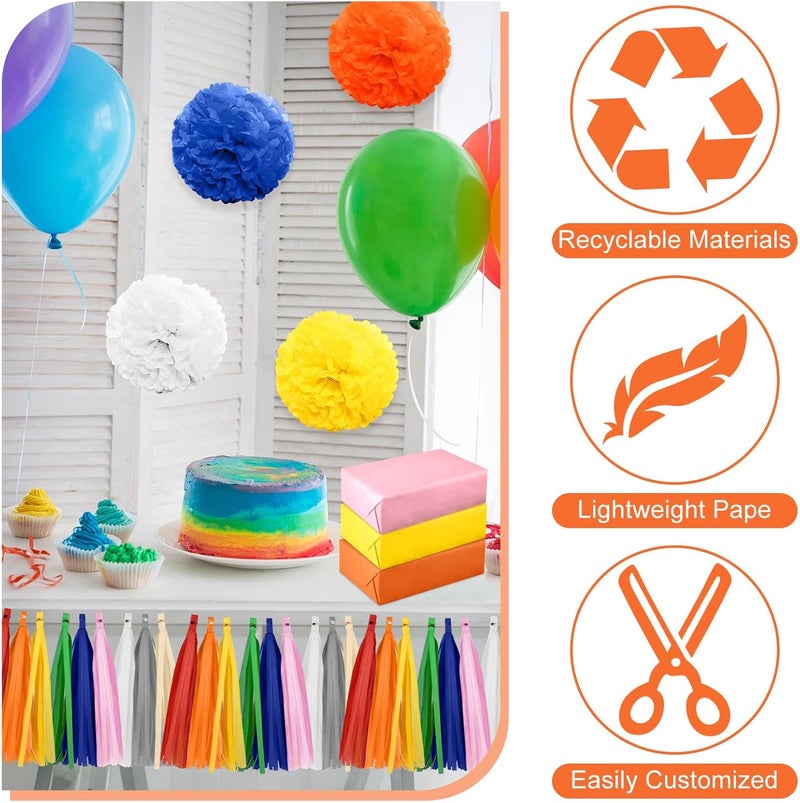 PLULON 60 Sheets Colored Tissue Paper Bulk, 10 Colors Gift Wrapping Colorful Tissue Paper for Gift Bags 14 x 20 Inch Art Crafts for Gift Packaging Decorative Floral Wedding Birthday Party Decor - Image 3